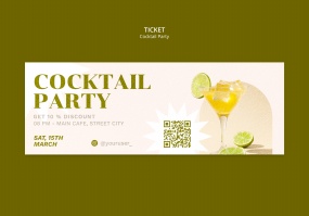 鸡尾酒派对入场券PSD模板